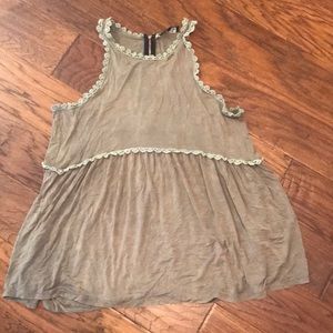 Heathered hunter green peplum tank